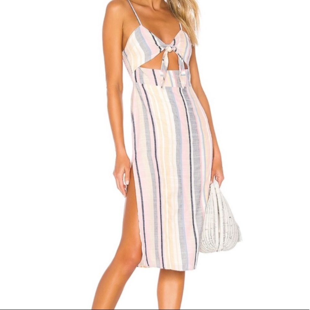 Majorelle Seashell Striped Midi Cutout Dress